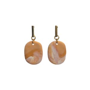 Gouden oorbellen ovale peach clay