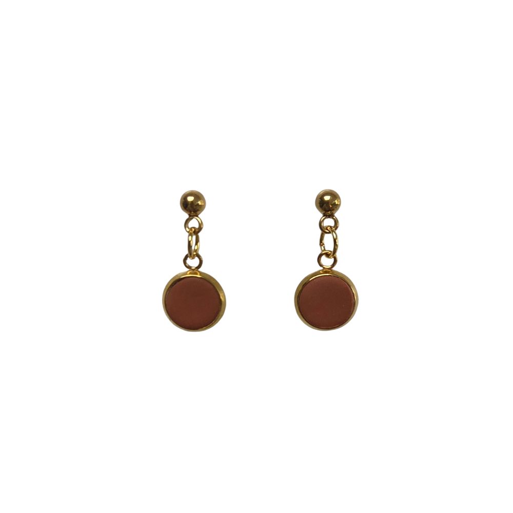 Gouden oorbellen met ronde terracotta clay