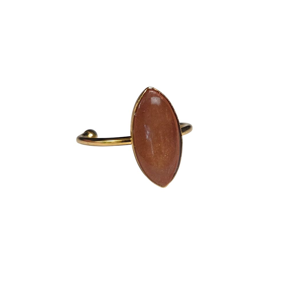 Verstelbare gouden ring marquise terracotta clay