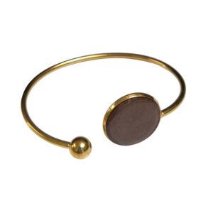 Verstelbare gouden bangle ronde bruine clay