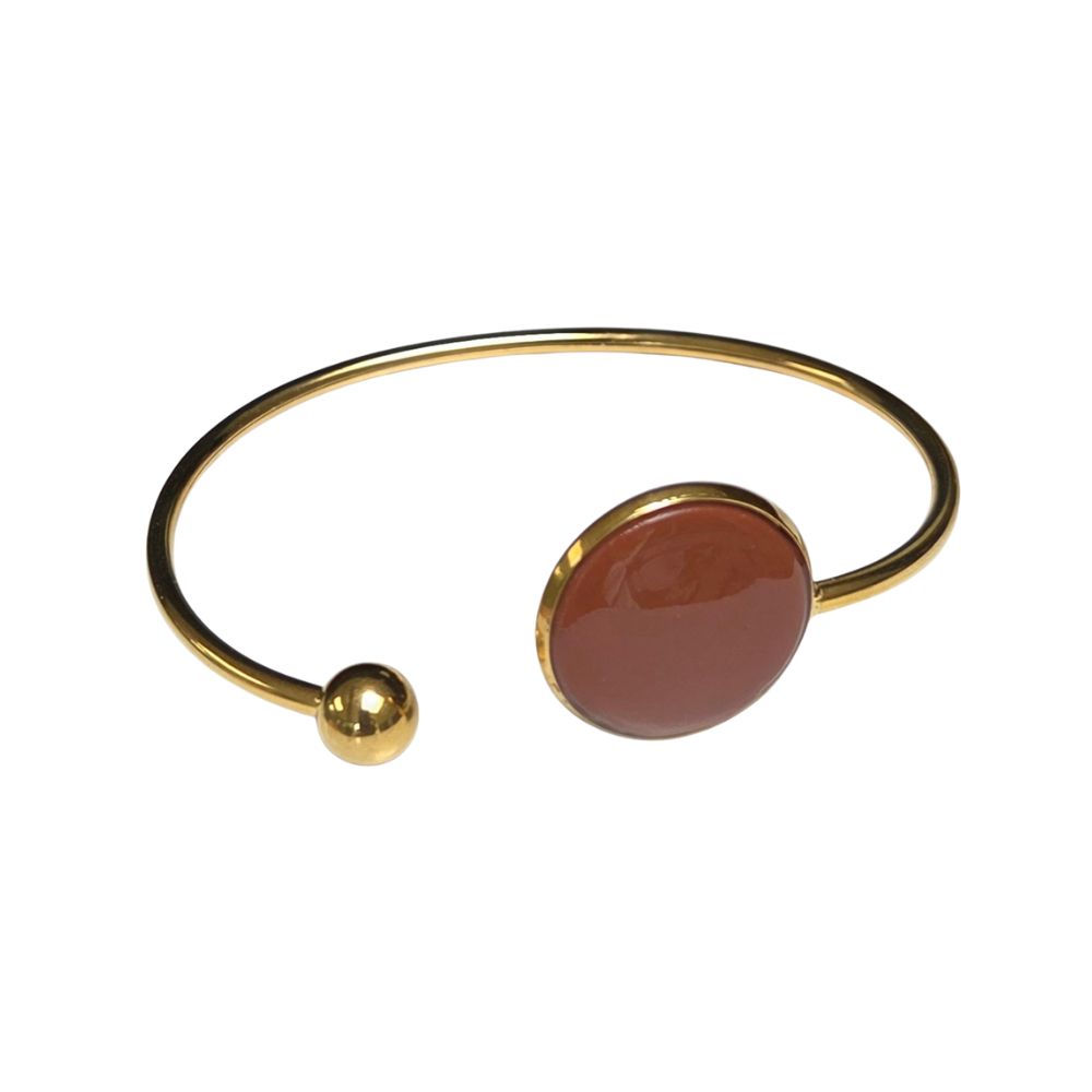 Gouden bangle met ronde terracotta clay