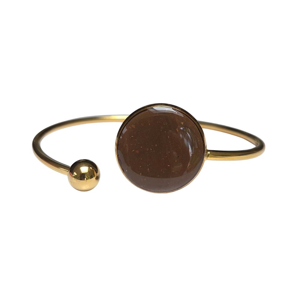 Verstelbare gouden bangle ronde bruine clay spikkels