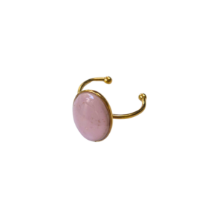 Verstelbare gouden ring met ovale roze clay