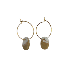 Gouden oorringen ovale wit goud clay