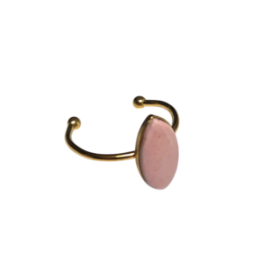 Verstelbare gouden ring met marquise roze clay