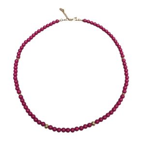 Gouden ketting bordeaux kraaltjes 6 mm